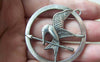Accessories - 4 Pcs Of Antique Silver Bird Carrying Arrow Round Pendants 45mm A4740