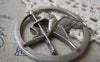 Accessories - 4 Pcs Of Antique Silver Bird Carrying Arrow Round Pendants 45mm A4740