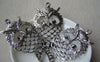 Accessories - 4 Pcs Of Antique Silver Filigree Owl Charms Pendant 37x53mm A1834