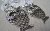 Accessories - 4 Pcs Of Antique Silver Filigree Owl Charms Pendant 37x53mm A1834