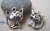 Accessories - 4 Pcs Of Antique Silver Filigree Smile Cat Pendants Charms 20x21mm A2927