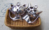 Accessories - 4 Pcs Of Antique Silver Filigree Smile Cat Pendants Charms 20x21mm A2927