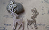 Accessories - 4 Pcs Of Antique Silver Flat Flower Deer Pendants 20x70mm A1166