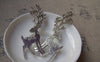Accessories - 4 Pcs Of Antique Silver Flat Flower Deer Pendants 20x70mm A1166