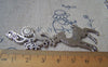 Accessories - 4 Pcs Of Antique Silver Flat Flower Deer Pendants 20x70mm A1166