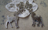 Accessories - 4 Pcs Of Antique Silver Flat Flower Deer Pendants 20x70mm A1166