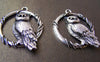 Accessories - 4 Pcs Of Antique Silver Round Owl Ring Charms Pendants 38x40mm A3051