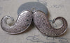 Accessories - 4 Pcs Of Antique Silver Textured Moustache Pendant Charms 30x75mm A7277