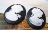 Accessories - 4 Pcs Resin Victorian Black Lady Oval Cameo Cabochon 30x40mm A4063