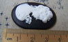 Accessories - 4 Pcs Resin Victorian Black Lady Oval Cameo Cabochon 30x40mm A4063