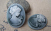 Accessories - 4 Pcs Resin Victorian Green Lady Oval Cameo Cabochon 30x40mm A4032