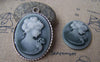 Accessories - 4 Pcs Resin Victorian Green Lady Oval Cameo Cabochon 30x40mm A4032