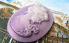 Accessories - 4 Pcs Resin Victorian Purple Lady Oval Cameo Cabochon 30x40mm A4027