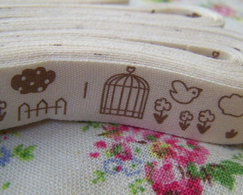 Accessories - 5.46 Yards (5 Meter) Bird Cage Pattern Cotton Ribbon Label String A2546