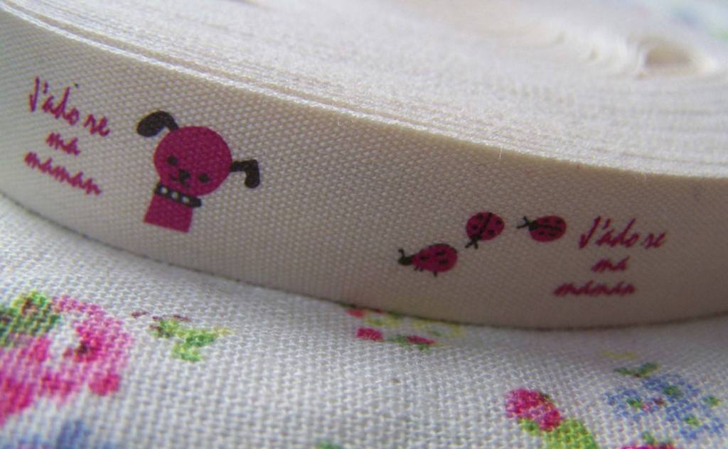 Accessories - 5.46 Yards (5 Meter) Cat Car Dog And Beetle Print Cotton Red Ribbon Label String A2553