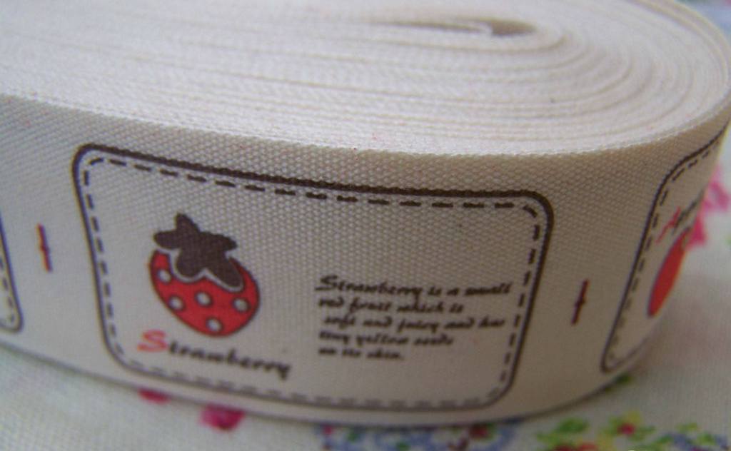 Accessories - 5.46 Yards (5 Meters) Apple Watermelon Cherry Strawberry Print Cotton Ribbon A2564