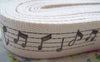 Accessories - 5.46 Yards (5 Meters) Black Music Notes Print Cotton Ribbon Label String A2629
