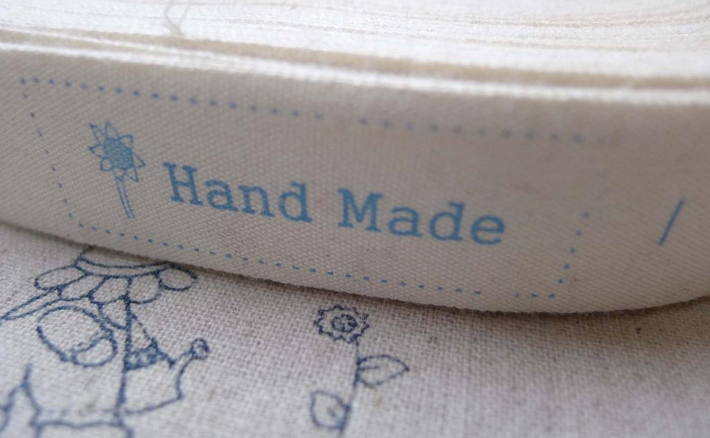 Accessories - 5.46 Yards (5 Meters) Blue Handmade Print Cotton Ribbon Label String A7004