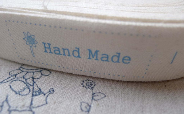 Accessories - 5.46 Yards (5 Meters) Blue Handmade Print Cotton Ribbon Label String A7004