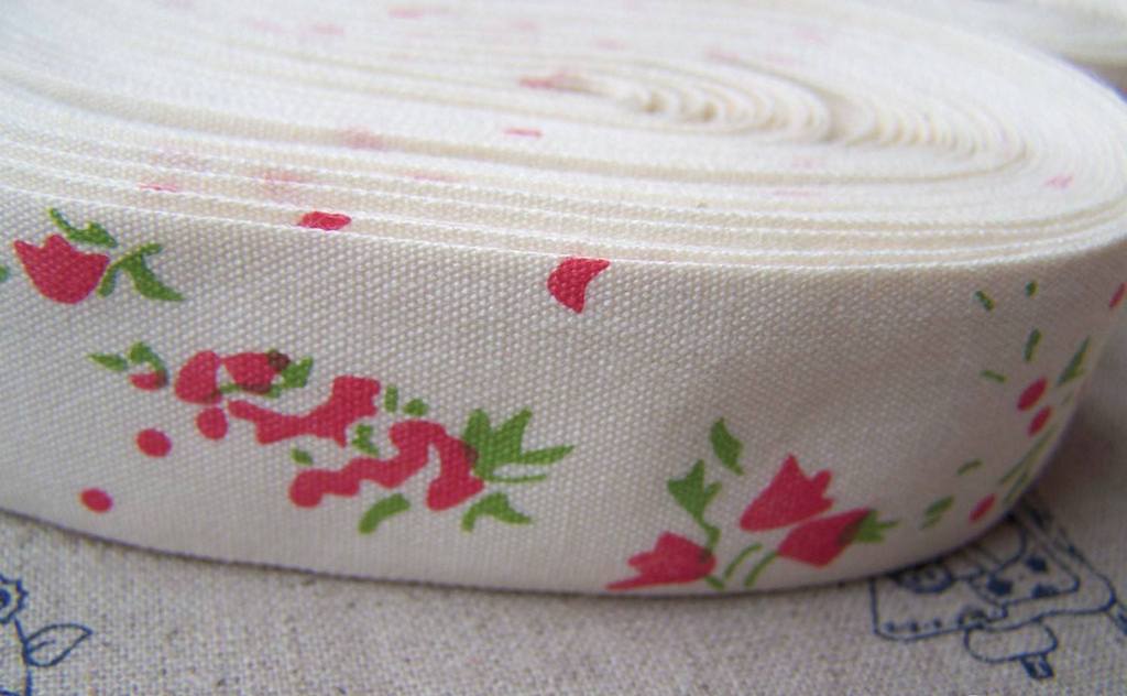 Accessories - 5.46 Yards (5 Meters) Flower Print Cotton Ribbon Label String A2545