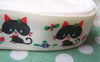 Accessories - 5.46 Yards (5 Meters) Kitten Cat Print Cotton Ribbon Label String 25mm A2596