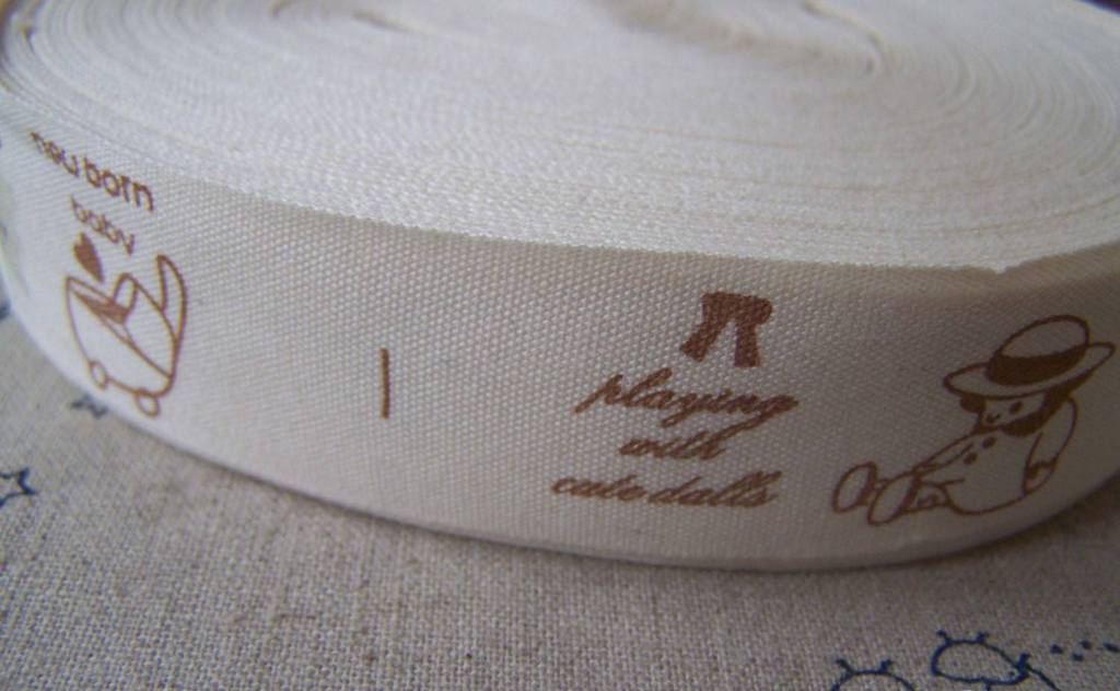 Accessories - 5.46 Yards (5 Meters) Lovely Baby Girl Doll Rabbit Print Cotton Ribbon Label String A3588