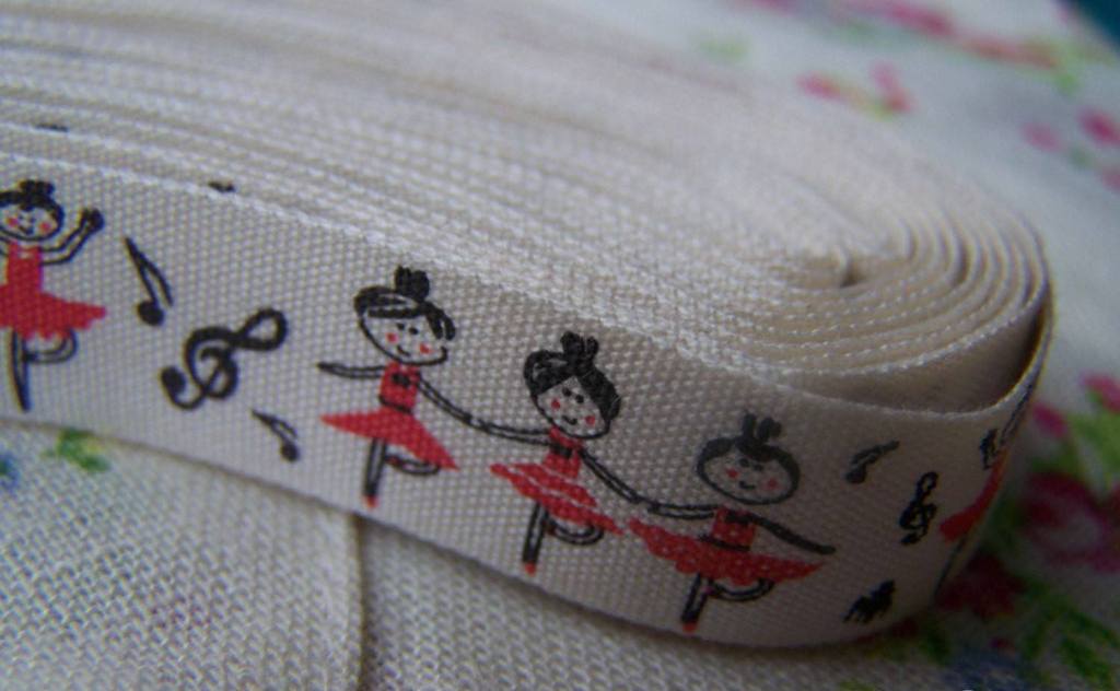 Accessories - 5.46 Yards (5 Meters) Lovely Ballet Girl Print Cotton Ribbon Label String A2570