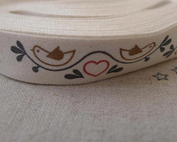 Accessories - 5.46 Yards (5 Meters) Lovely Bird Print Cotton Ribbon Label String A7481