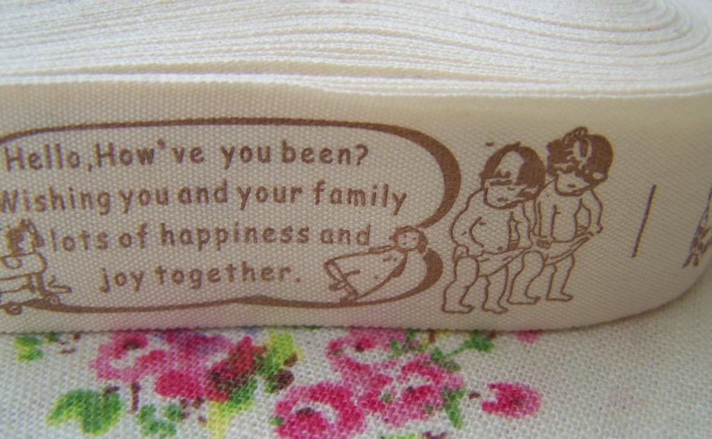 Accessories - 5.46 Yards (5 Meters) Lovely Boy And Girl Print Cotton Ribbon Label String 25mm A2562