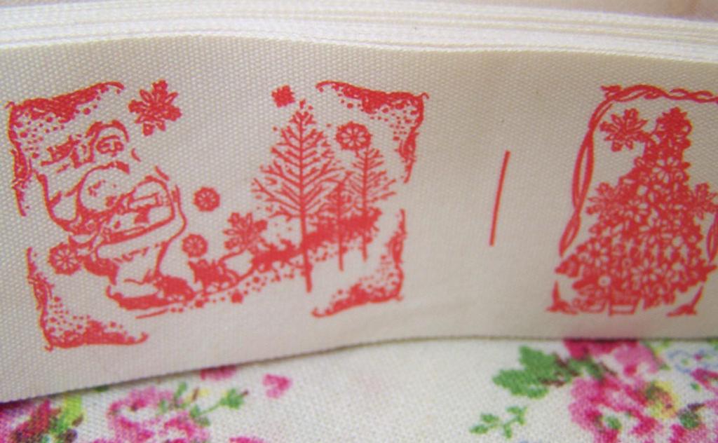 Accessories - 5.46 Yards (5 Meters) Lovely Christmas Orange Print Cotton Ribbon Label String A2538