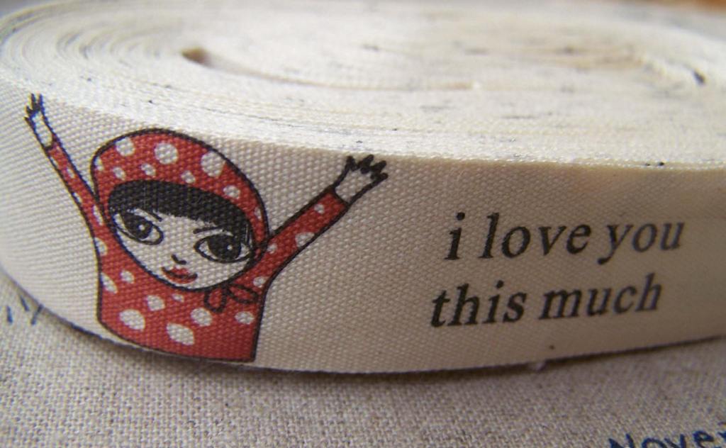 Accessories - 5.46 Yards (5 Meters) Lovely Girl I Love You This Much Print Cotton Ribbon Label String A2650