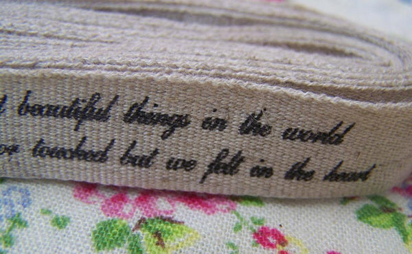 Accessories - 5.46 Yards (5 Meters) Lovely Handwriting Print Linen Ribbon Label String A2583