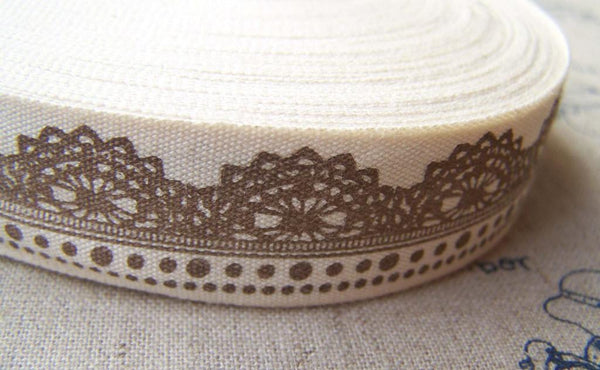 Accessories - 5.46 Yards (5 Meters) Lovely Lace Print Cotton Ribbon Label String A2662