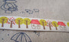 Accessories - 5.46 Yards (5 Meters) Lovely Tree And House Print Cotton Ribbon Label String A2655