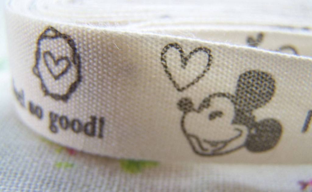 Accessories - 5.46 Yards (5 Meters) Mouse Pattern Print Cotton Ribbon Label String A2560