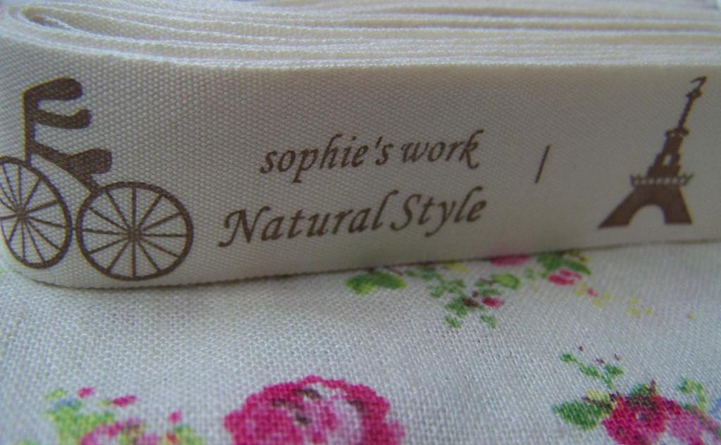 Accessories - 5.46 Yards (5 Meters) Natural Style Bicycle Eiffel Tower Tree Sewing Machine Girl Print Cotton Ribbon Label String A2651