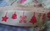 Accessories - 5.46 Yards (5 Meters) Pink Christmas Print Cotton Ribbon Label String A2639