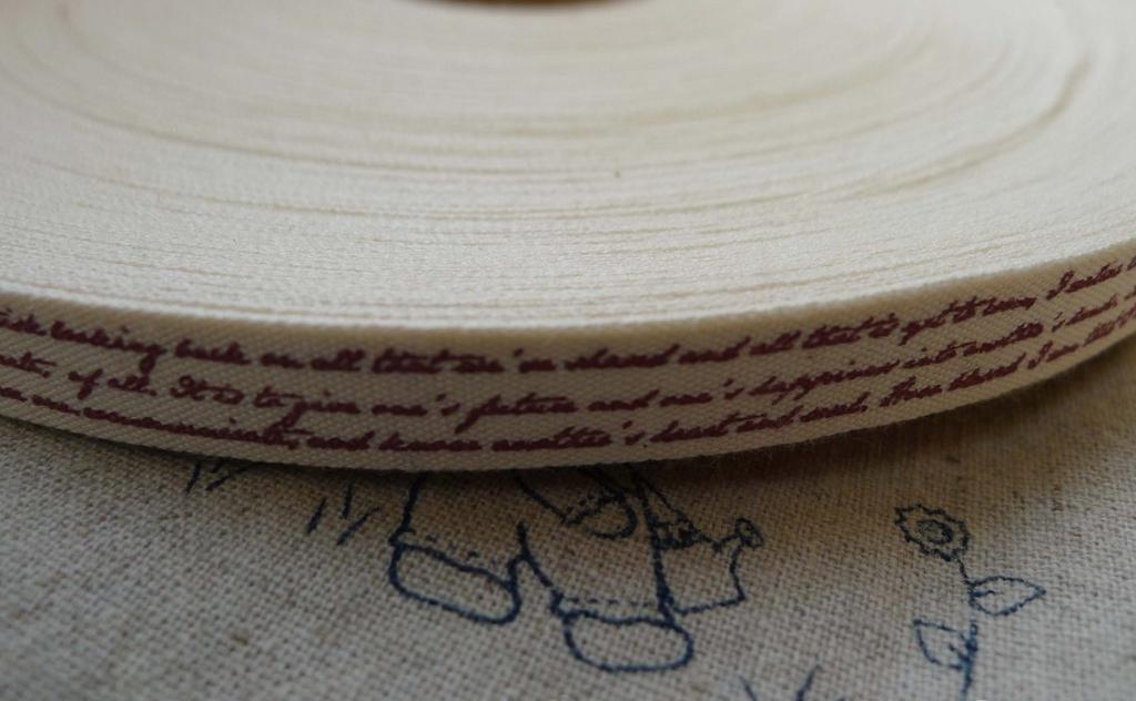 Accessories - 5.46 Yards (5 Meters) Red Handwriting Print Cotton Ribbon Label String A5452