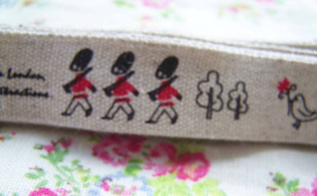 Accessories - 5.46 Yards (5 Meters) Solider Tower Bus Bird Pattern Print Linen Ribbon Label String A2592