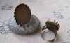 Accessories - 5 Pcs Antique Bronze Adjustable Ring Blank Shank Base With 18x25mm Bezel Lace Edge A3887