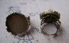 Accessories - 5 Pcs Antique Bronze Adjustable Ring Blank Shank Base With 20mm Bezel Crown Edge A3883