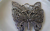 Accessories - 5 Pcs Antique Silver Pewter Filigree Butterfly Pendant 35x48mm A2311
