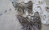 Accessories - 5 Pcs Antique Silver Pewter Filigree Butterfly Pendant 35x48mm A2311