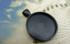 Accessories - 5 Pcs Black E-coating Metal Round Base Settings Pendants Match 25mm Cabochon A5988