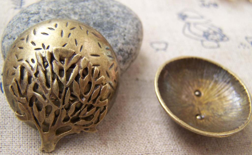 Accessories - 5 Pcs Hemisphere Tree Bronze Charms 30mm A328