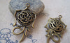Accessories - 5 Pcs Of Antique Bronze 3D Filigree Rose Flower Pendant 22x42mm A1785