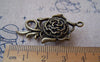 Accessories - 5 Pcs Of Antique Bronze 3D Filigree Rose Flower Pendant 22x42mm A1785