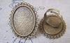 Accessories - 5 Pcs Of Antique Bronze Adjustable Ring Blank Shank Base With 19x25mm Bezel A2263
