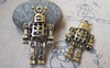 Accessories - 5 Pcs Of Antique Bronze Filigree 3D Robot Charms Pendants 22x42mm A3064