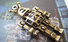 Accessories - 5 Pcs Of Antique Bronze Filigree 3D Robot Charms Pendants 22x42mm A3064